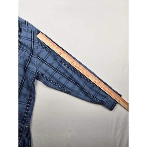 State Property Plaid Button Down Shirt Men's Large Blue Black Long Sleeve Casual - Picture 4 of 5